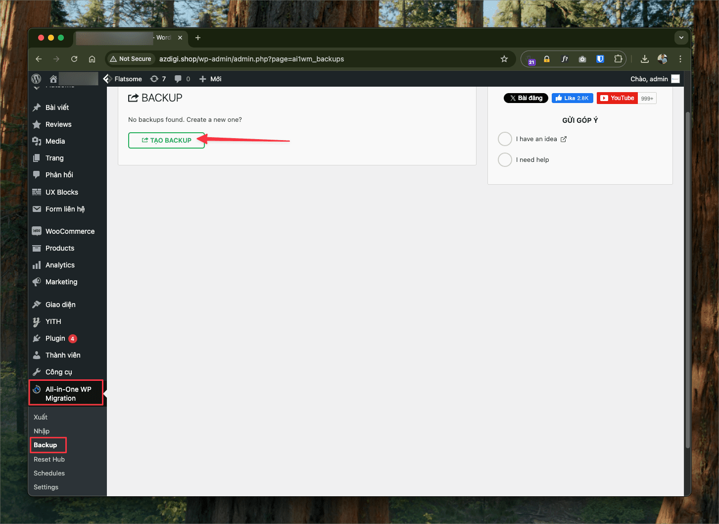 Hướng dẫn chuyển website bằng Plugin All-in-One WP Migration and Backup