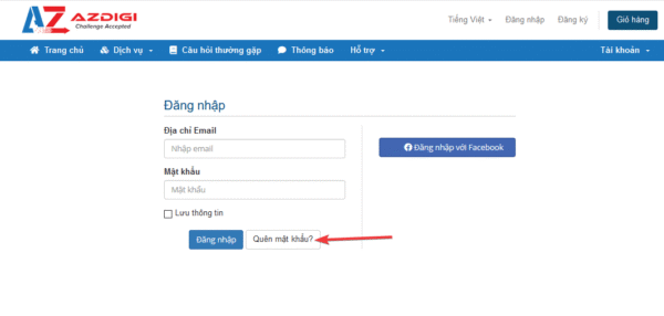 Hướng dẫn khôi phục mật khẩu tài khoản khách hàng AZDIGI
