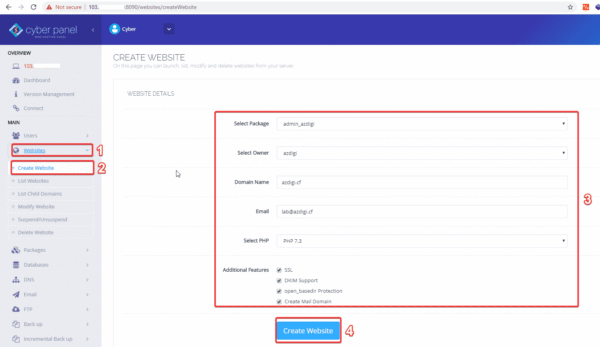 Hướng dẫn thêm Website lên CyberPanel