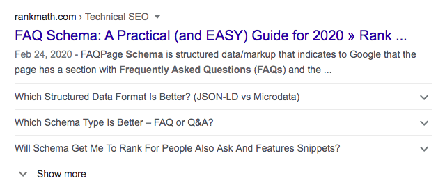 Building FAQ questions for SEO