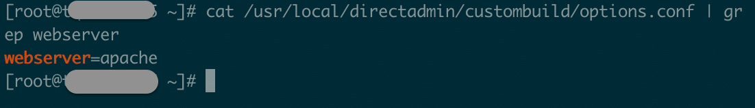 check webserver directadmin - cat /usr/local/directadmin/custombuild/options.conf | grep webserver