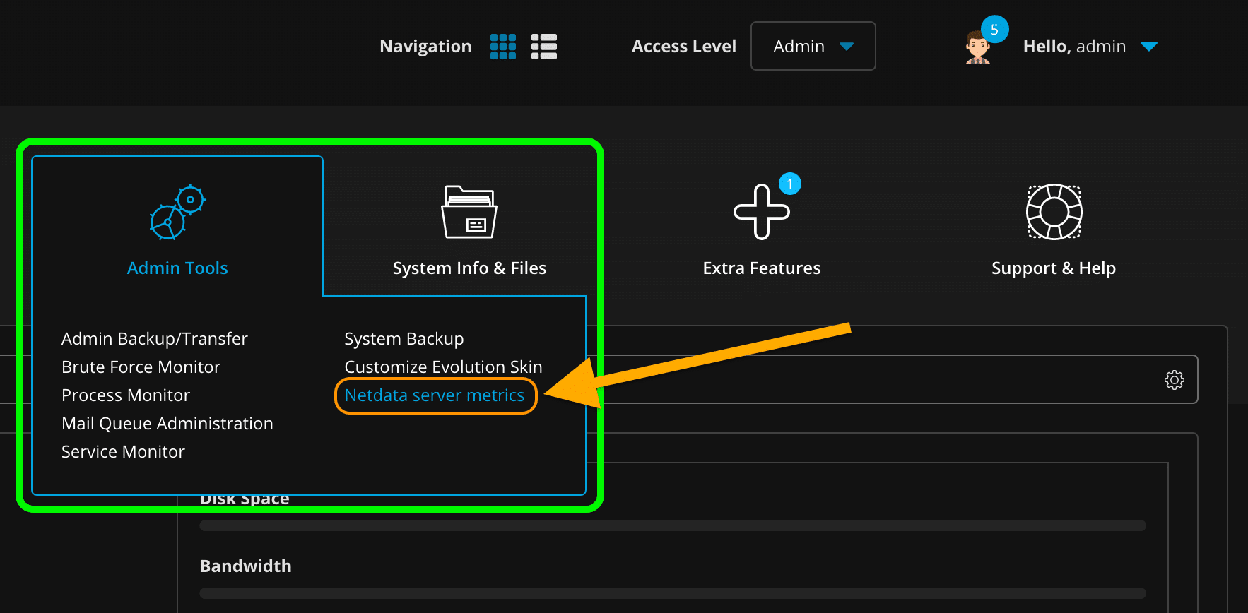 integrate Netdata into DirectAdmin