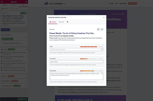 Combination of Rankmath & Elementor