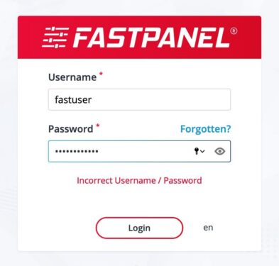 How to reset FASTPANEL password