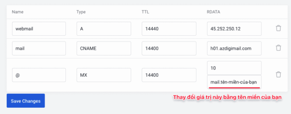 Cách trỏ tên miền về Email Hosting tại AZDIGI