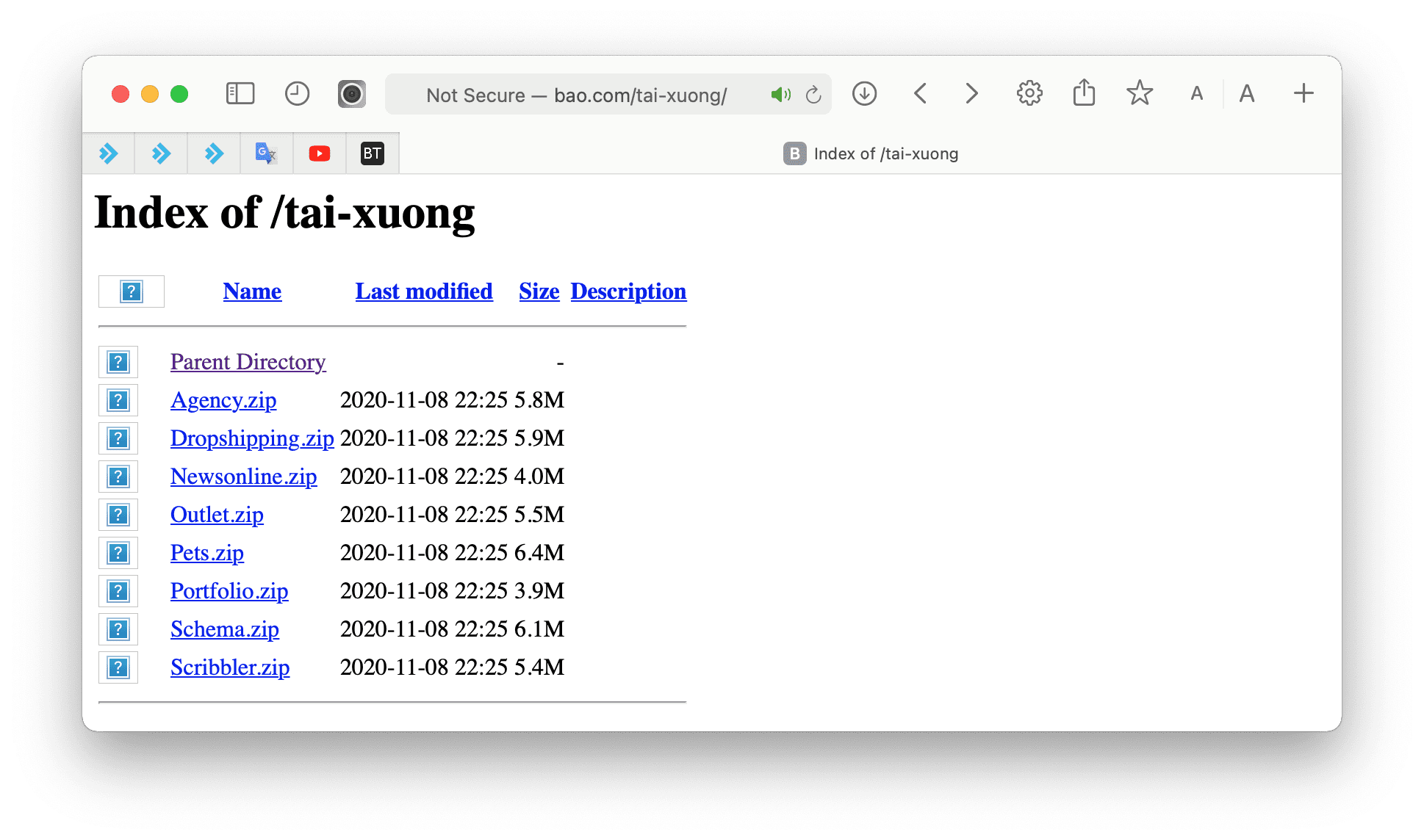 After enabling the display of files in the website directory.