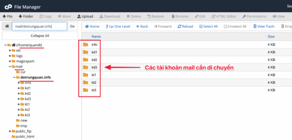 Hướng dẫn chuyển dữ liệu mail trên cPanel