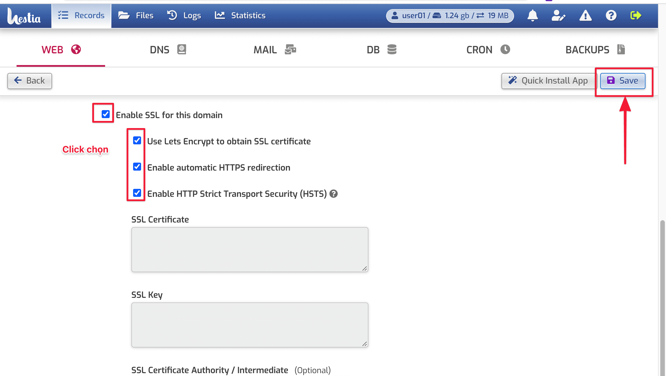 install SSL on HestiaCP
