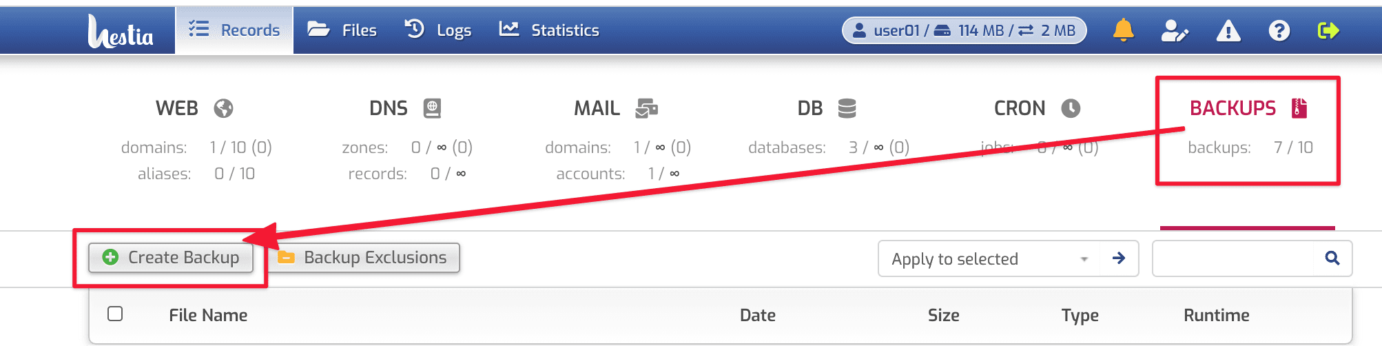 Backup/Restore on HestiaCP