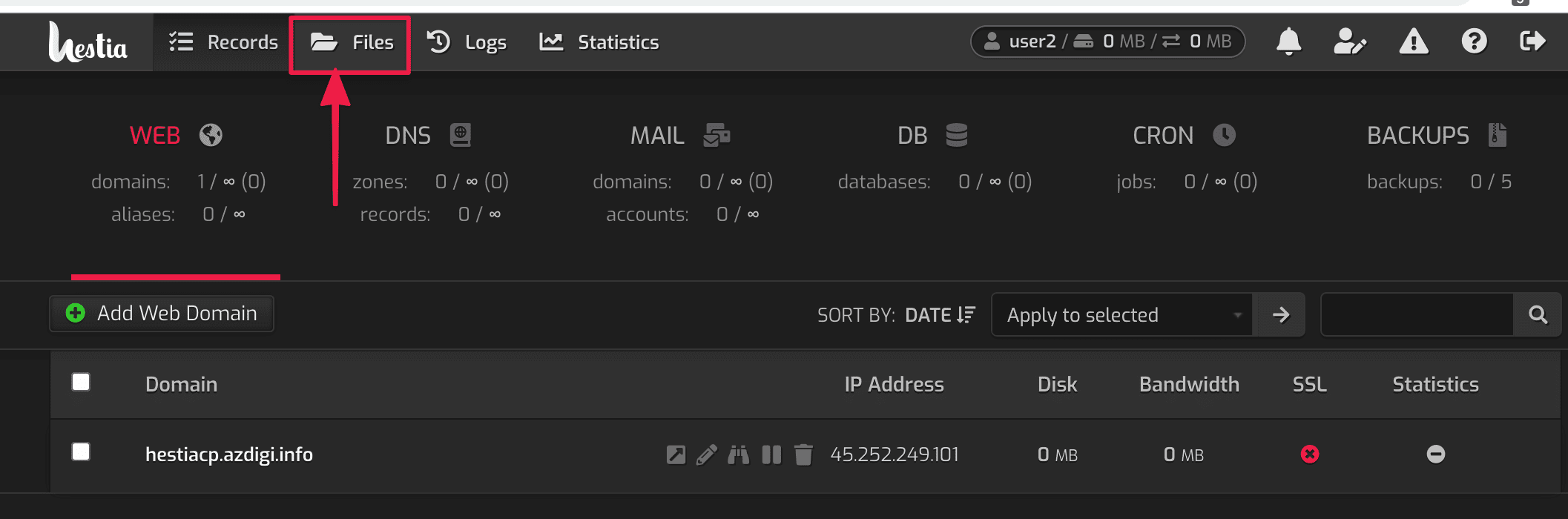 Transfer website data to HestiaCP