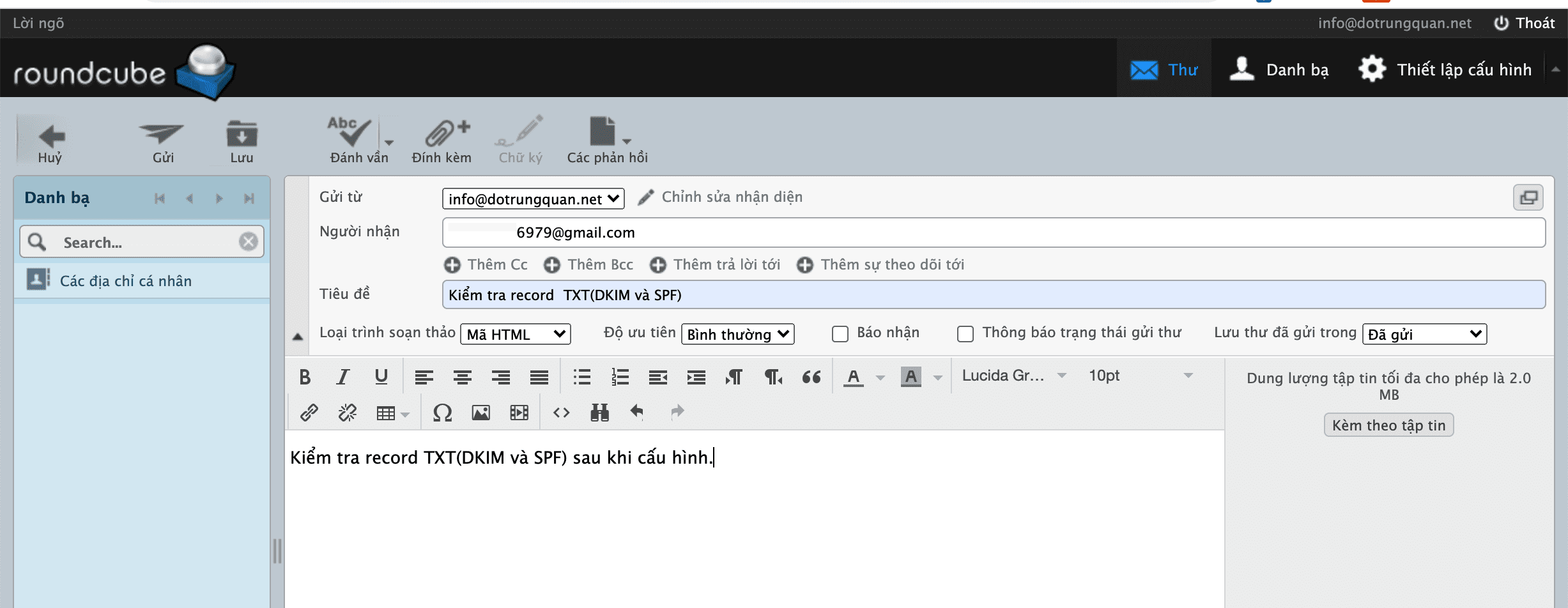configure DIKIM SFP on HestiaCP