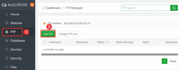 Hướng dẫn tạo và sử dụng FTP trên aaPanel