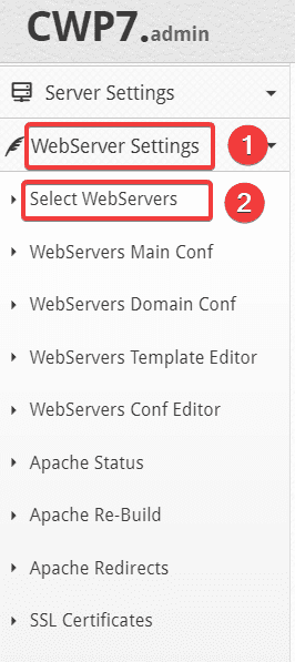 Change Webserver on Centos Web Panel