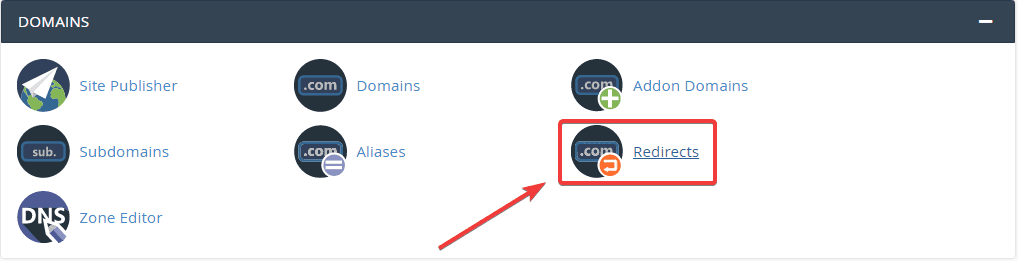 Use the Redirects feature on cPanel