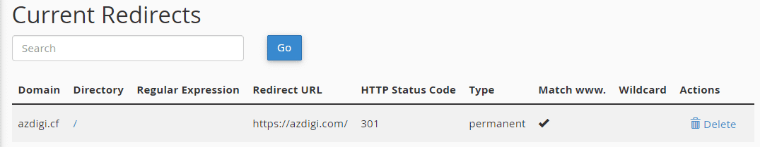 Use the Redirects feature on cPanel