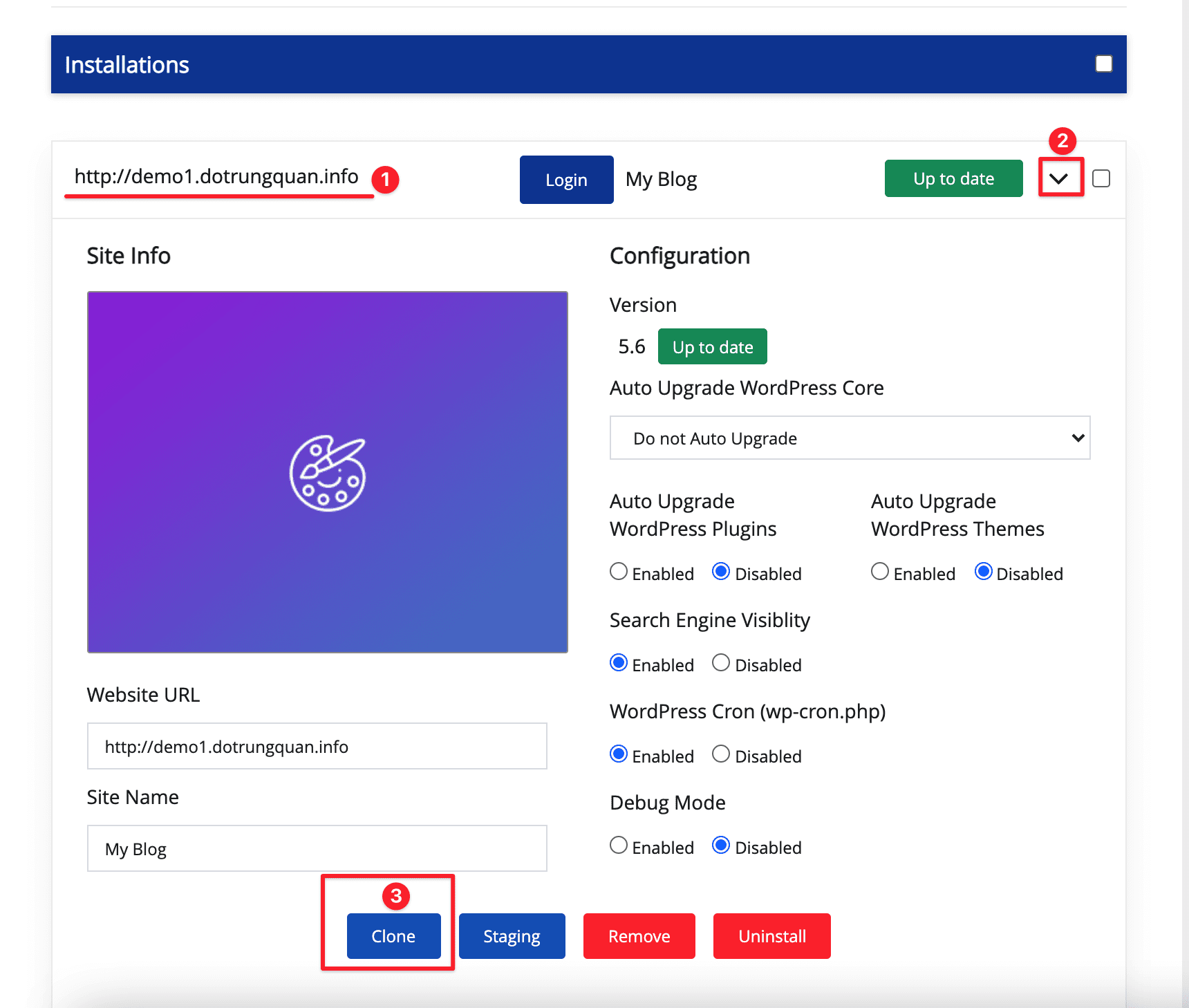Clone website with WordPress Manager