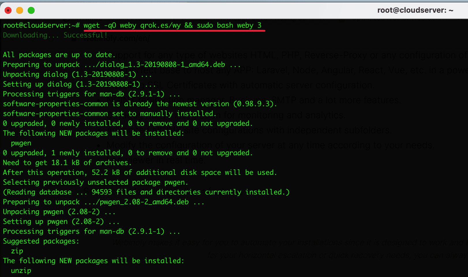 install and use Webinoly