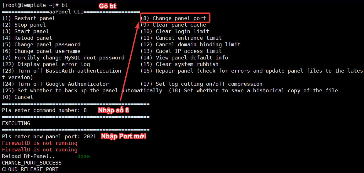 Change the aaPanel port