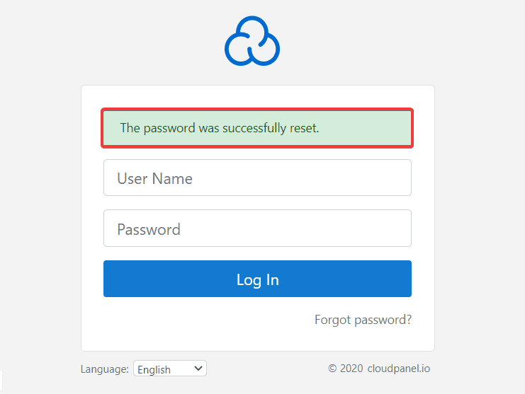 reset User's password on CloudPanel