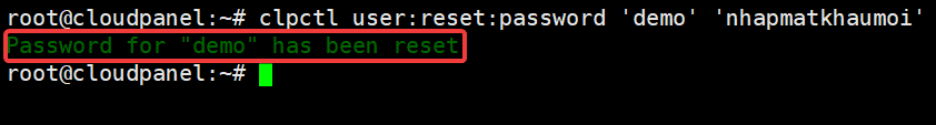 reset User's password on CloudPanel