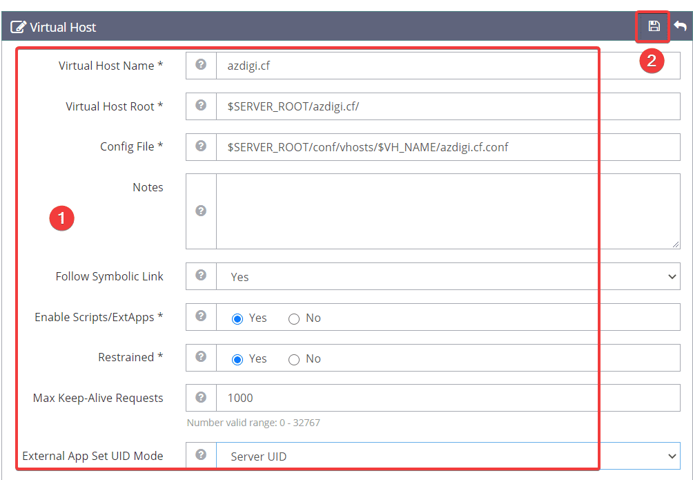 How to add the website to OpenLiteSpeed WebAdmin GUI