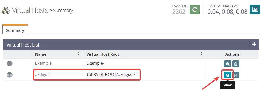 How to add the website to OpenLiteSpeed WebAdmin GUI