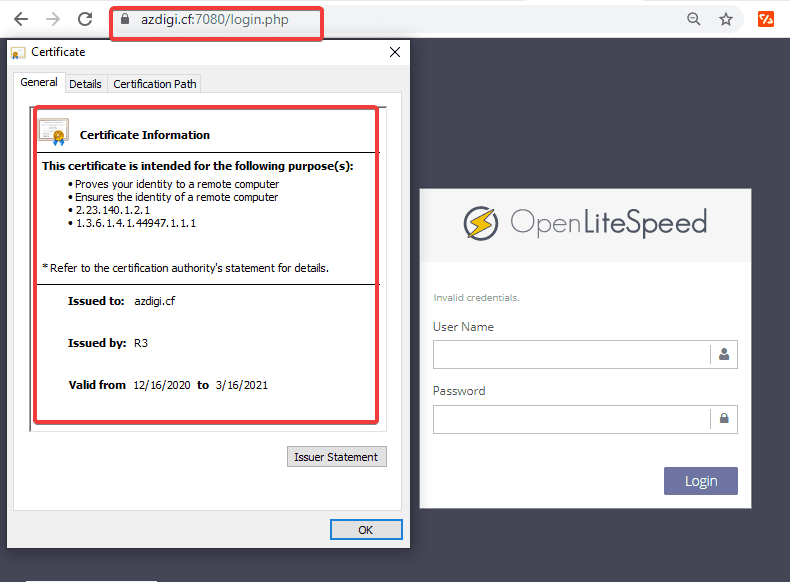 Install SSL for Webadmin Console OpenLiteSpeed