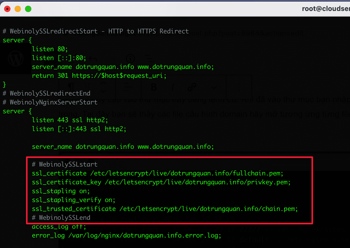 install SSL on Webinoly