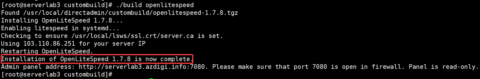 Upgrade the OpenLiteSpeed version on DirectAdmin
