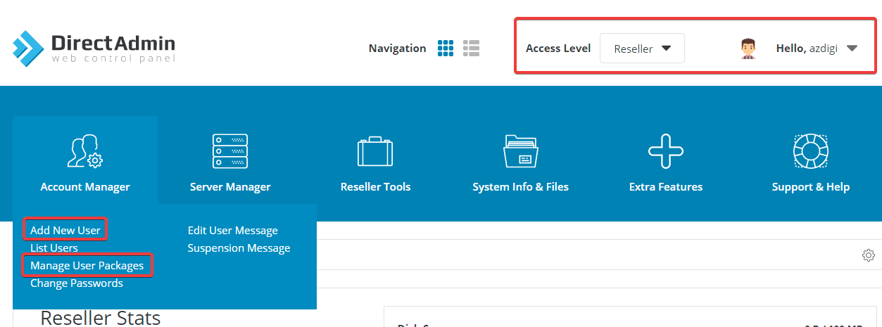 Upgrade User to Reseller by command on DirectAdmin