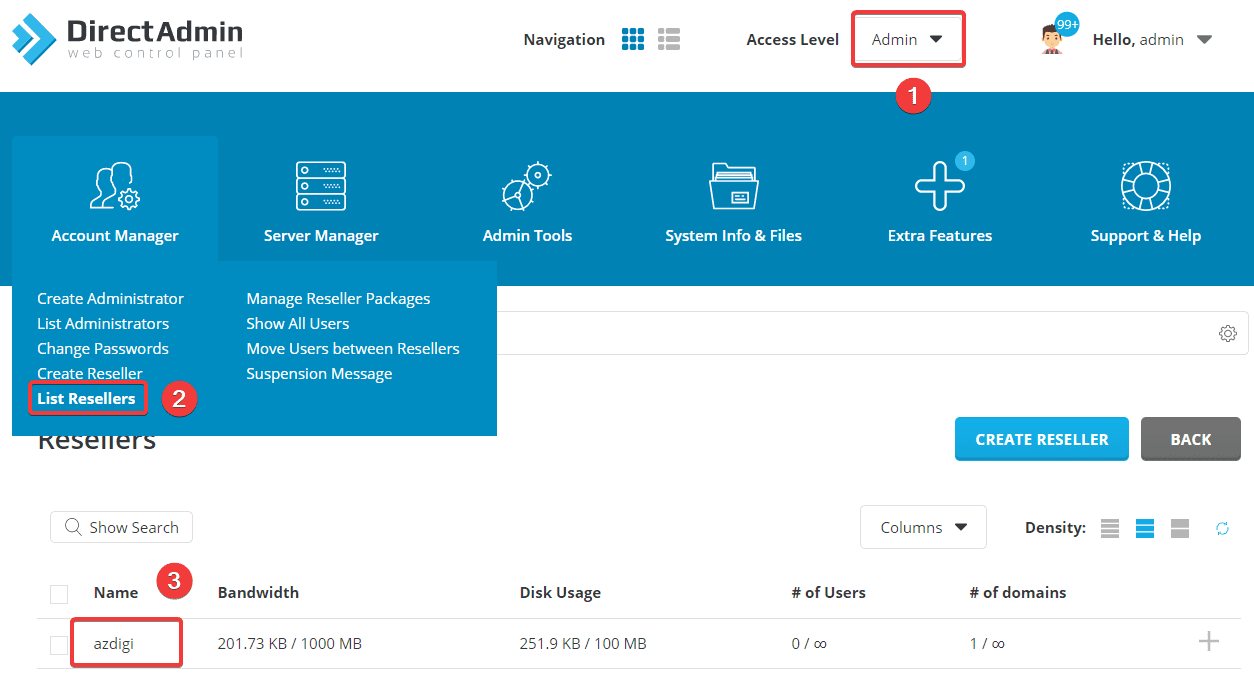 Upgrade Reseller to Admin by command on DirectAdmin