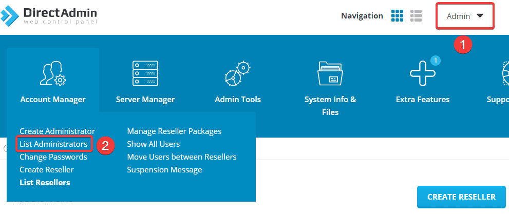 Upgrade Reseller to Admin by command on DirectAdmin