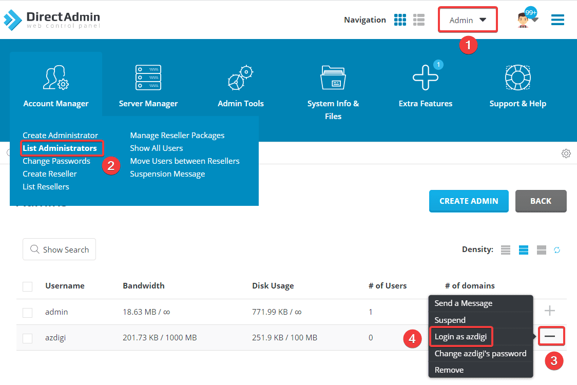 Upgrade Reseller to Admin by command on DirectAdmin