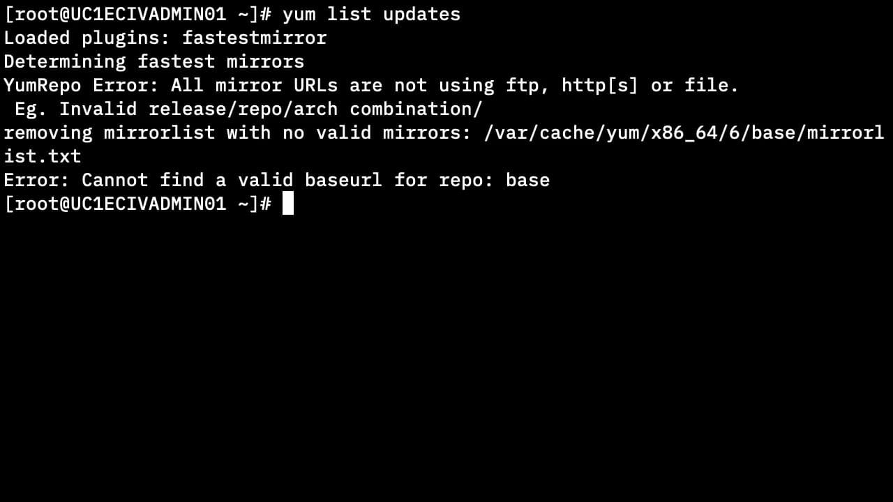 how to fix error YumRepo Error: All mirror URLs are not using ftp http[s] or file