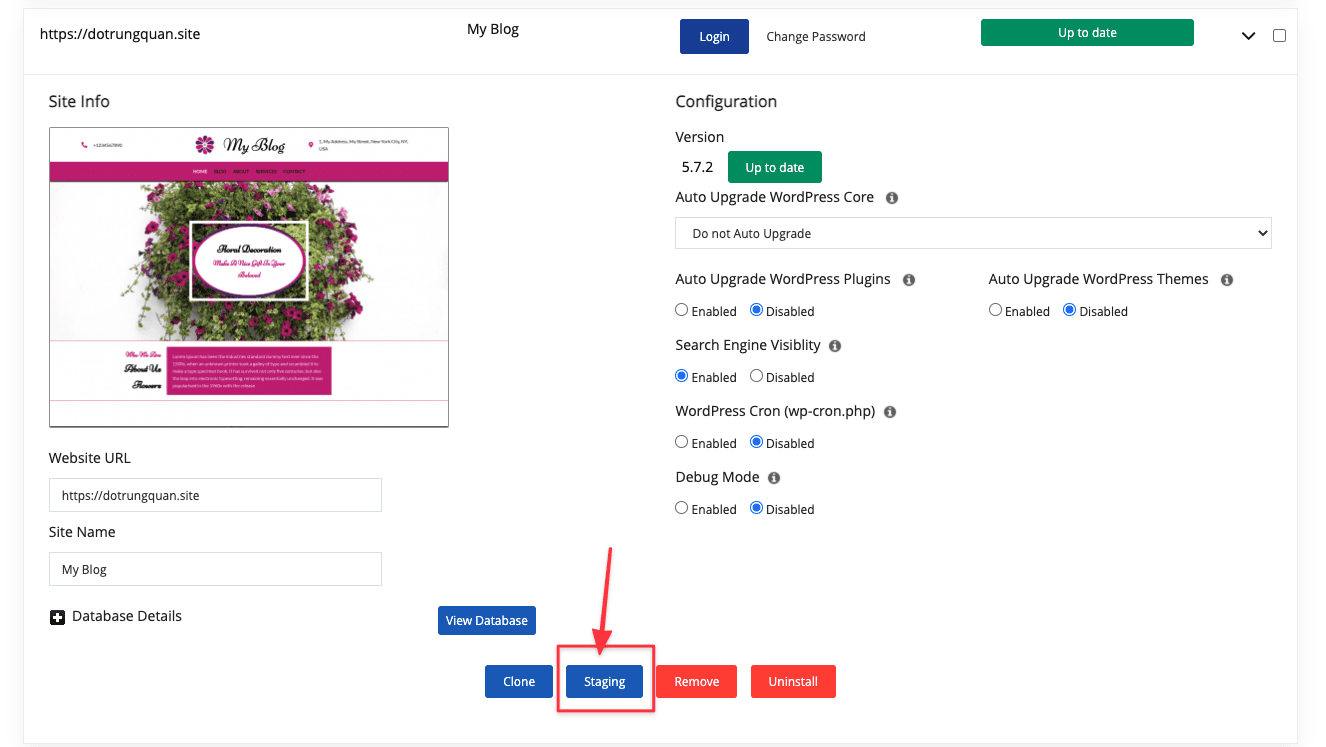 How to use WordPress Staging on cPanel