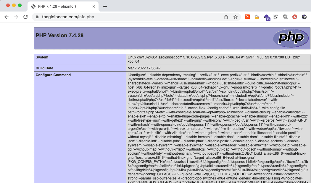 List the extension used on your website