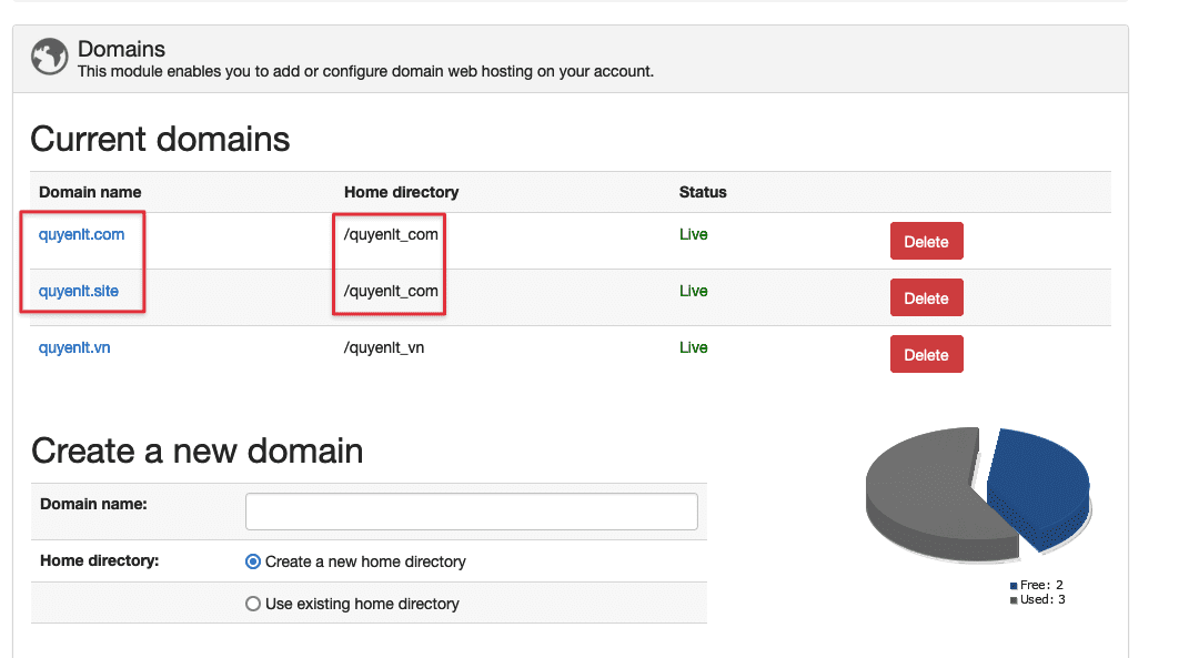 Hướng dẫn thêm Addon Domain, Sub Domain, và Alias Domain trên Sentora