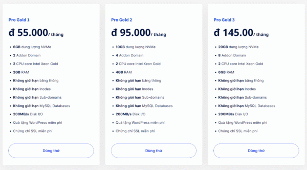 Pro Gold Hosting: Nâng niu website Việt 