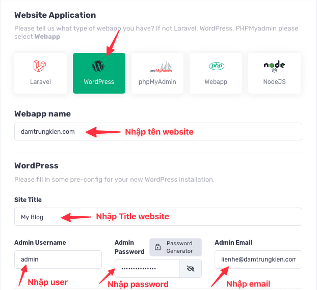 Hướng dẫn cài đặt WordPress lên XVPS
