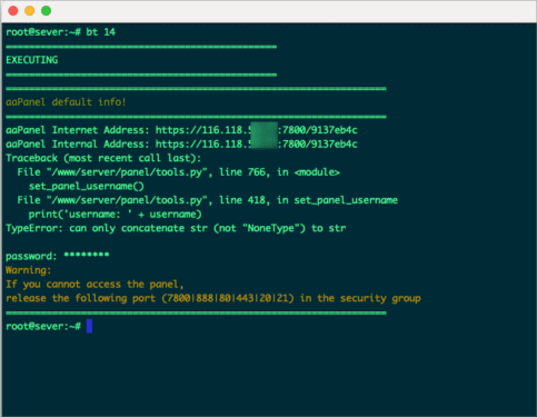 Hướng dẫn sửa lỗi Unable to login to AAPANEL