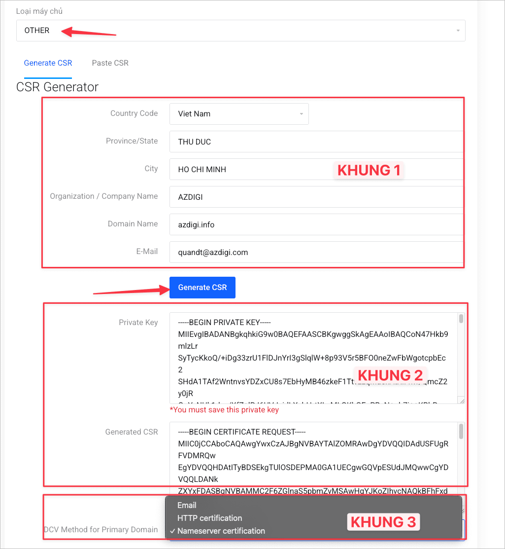 Hướng dẫn xác thực chứng chỉ Paid SSL AZDIGI