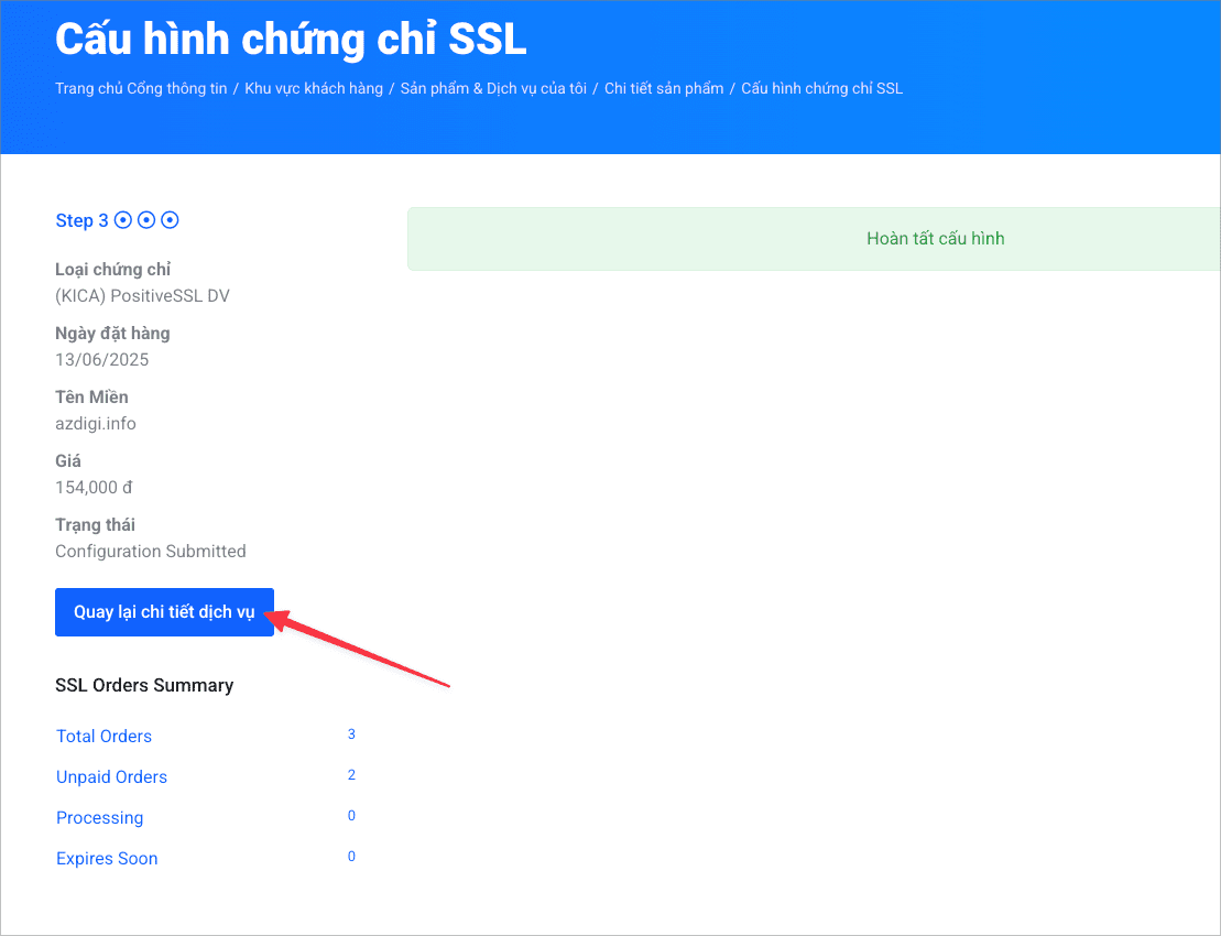 Hướng dẫn xác thực chứng chỉ Paid SSL AZDIGI
