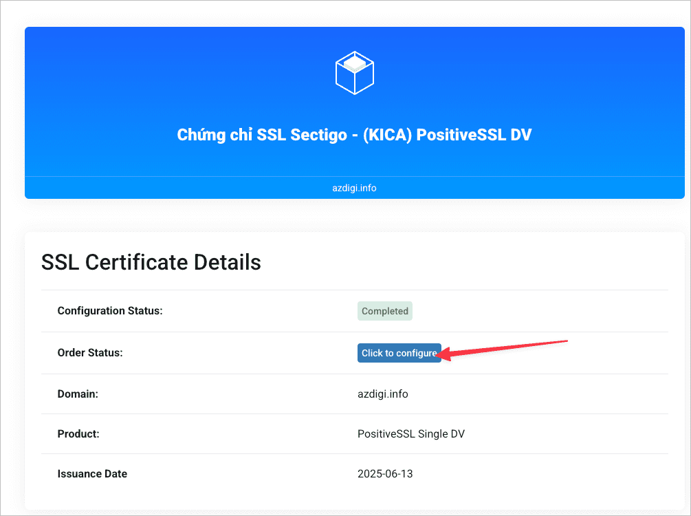 Hướng dẫn xác thực chứng chỉ Paid SSL AZDIGI