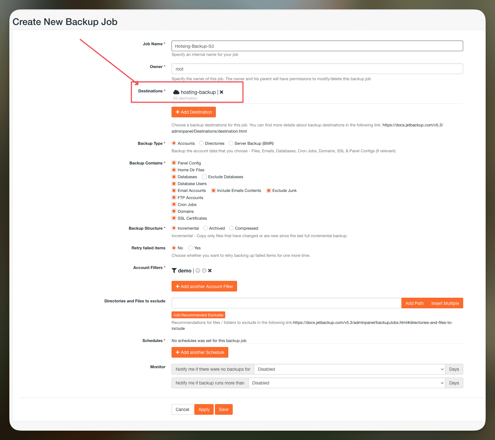 Hướng dẫn cấu hình Jetbackup lên S3