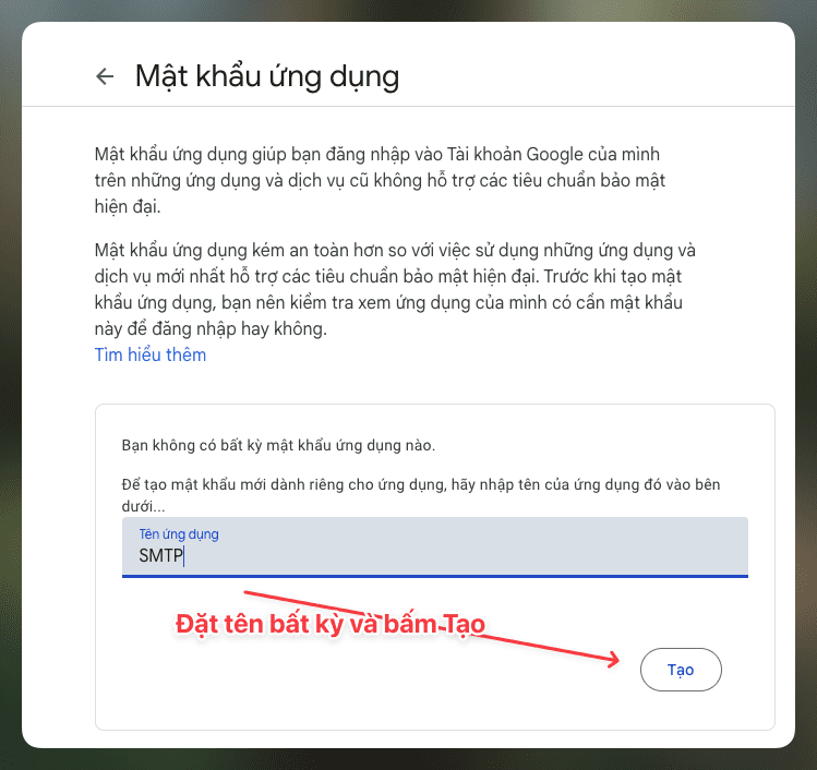 Hướng dẫn tạo Mật khẩu ứng dụng Gmail