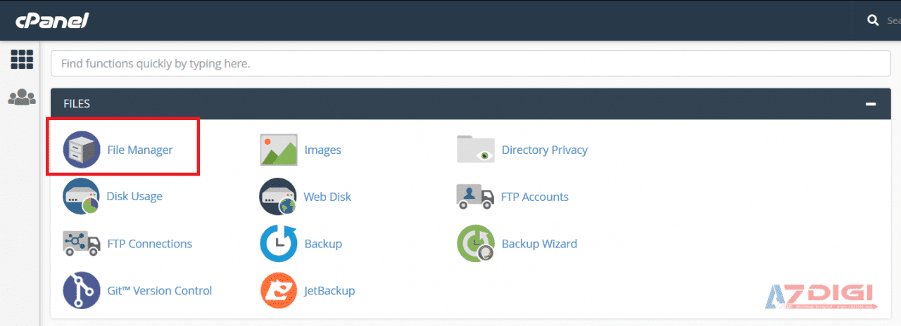 Cách truy cập File Manager