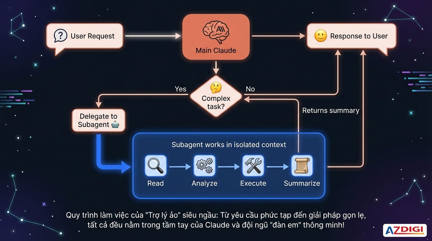 Luồng hoạt động của Subagent trong Claude Code