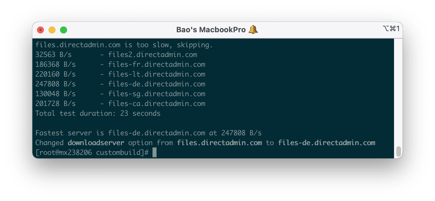 create the database on DirectAdmin