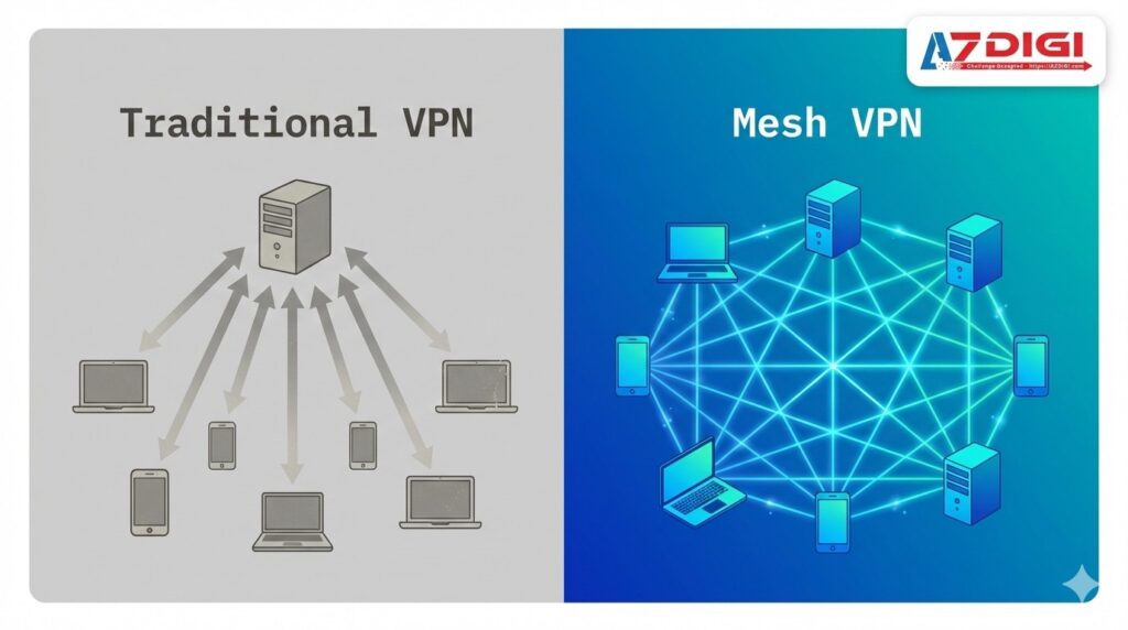 Sự khác nhau giữa Mesh VPN và VPN truyền thống