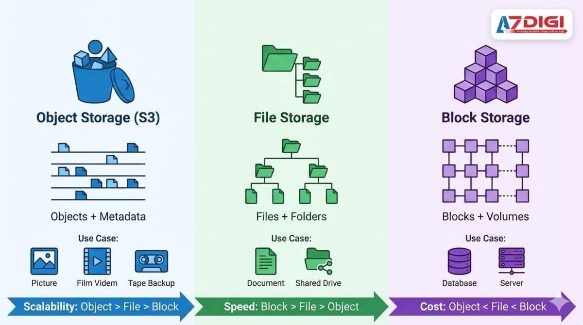Object Storage vs File Storage vs Block Storage - AZDIGI Blog
